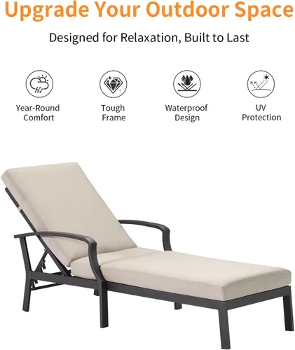 Vista 5 de Sillón de piscina, tumbona al aire libre de aluminio, Gunmetal