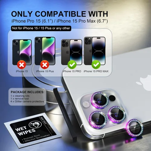 Vista 58 de Choiche Compatible para iPhone 16 Pro/iPhone 16 Pro Max Protector de Lente de Cámara, Vidrio Templado 9H Protector de Pantalla de Cubierta de Cámara