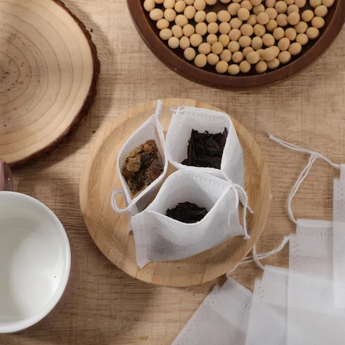 Vista 7 de 100 bolsas de té sueltas desechables de té de hojas vacías con cuerda, bolsa de té rellenable para café y especias, 3.15 x 2.4 pulgadas