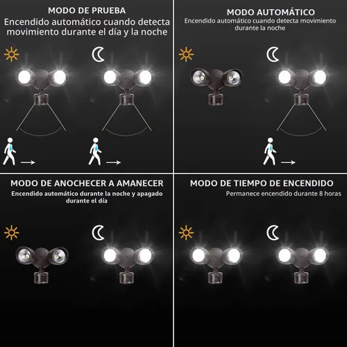 Vista 2 de LEONLITE Luz de inundación con sensor de movimiento, certificación ETL, luces LED de seguridad de aluminio del atardecer al amanecer, cabezales