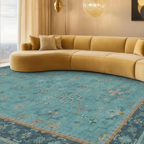 Vista 222 de Hazo Haus – Alfombra pequeña para entrada, cocina o baño, antideslizante con base de goma, resistente a las manchas y a la decoloración, diseño