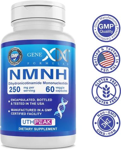 Vista 4 de Genex Formulas 250 mg NMNH (60 cápsulas - 30 porciones) Uthpeak NMNH (mononucleótido de dihidronicinamida) NAD+ precursor para un envejecimiento