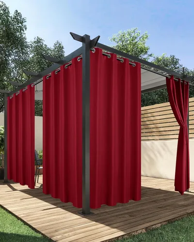 Vista 30 de HolidayIdeas Cortinas impermeables para patio, 4 paneles, 54 x 84 pulgadas, protección de privacidad y filtrado de luz, cortinas exteriores con Negro