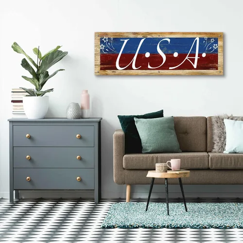 Vista 7 de Epic Art 'USA' de Ed Wargo, arte de pared de vidrio acrílico, 48"x16