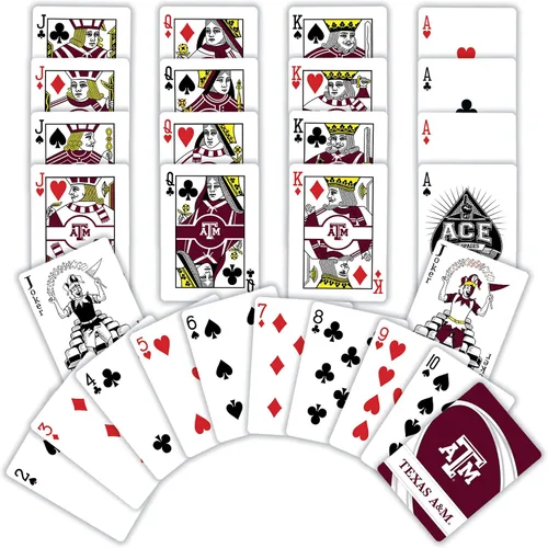 Vista 3 de MasterPieces - Juegos de mesa para la familia - Cartas de juego de la NCAA Texas A&M Aggies - Baraja de cartas con licencia oficial para adultos