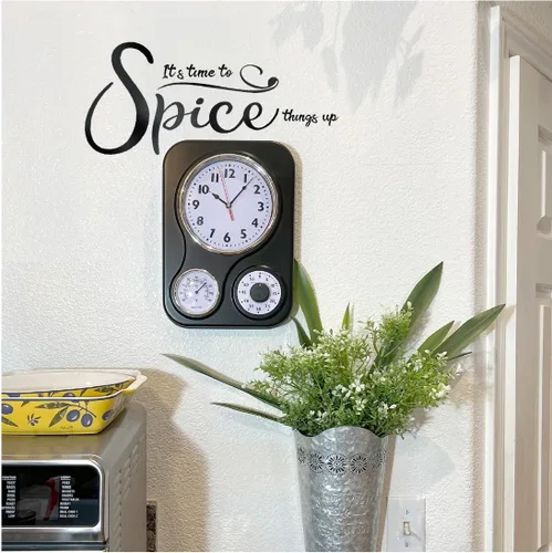 Vista 4 de Lily's Home - 9.5 pulgadas x 12.5 pulgadas - Reloj de pared retro para cocina, reloj de pared vintage con termómetro y temporizador de 60 minutos
