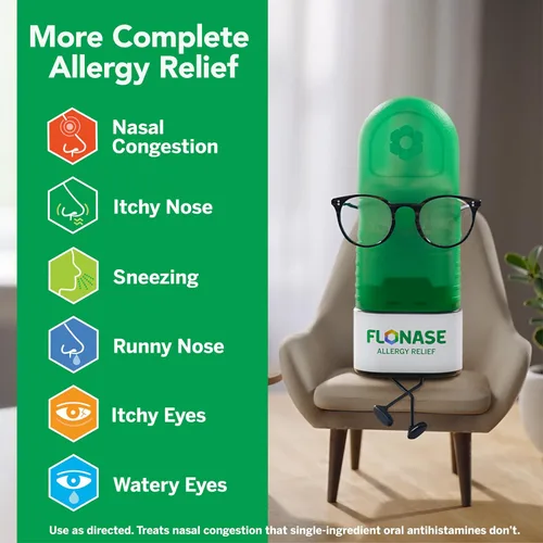 Vista 4 de Flonase Sensimist - Spray nasal para aliviar la alergia, sin somnolencia, 24 horas, alivio de alergias de larga duración con rocío fino y sin