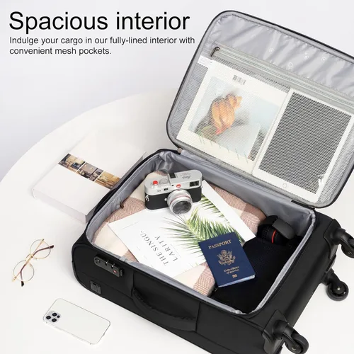 Vista 3 de Coolife Maleta de equipaje de mano con ruedas, bolsa de viaje ligera con ruedas (azul, de mano de 20 pulgadas)