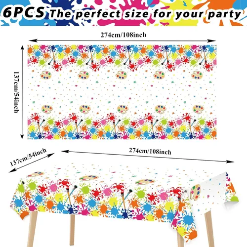 Vista 2 de gisgfim 3 piezas de decoración de fiesta artística para fiestas, mantel de pintura artística, suministros de decoración de fiestas de arte