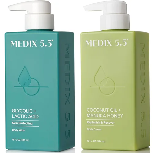 Vista 15 de MEDIX - Juego de 3 piezas para el cuidado de la piel antienvejecimiento Limpiador facial y corporal espumoso exfoliante con ácido glicólico AHA +