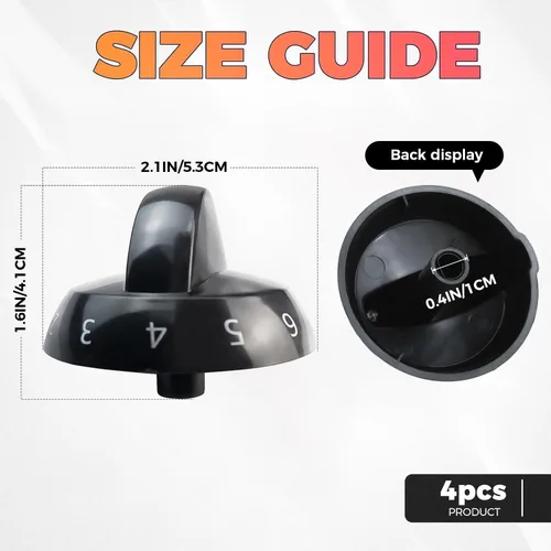 Vista 2 de Paquete de 4 perillas de quemador superior 316220009, repuesto para Crosley, Frigidaire, Tappan, repuesto PS199153, AP4322122, 1379610 AH1991531