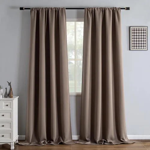 Vista 23 de IGEMAEVE - Juego de 2 paneles de cortinas opacas negras de 72 pulgadas, cortinas oscuras para dormitorio de 72 pulgadas de largo, cortinas oscuras