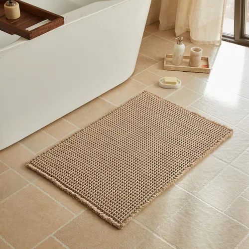 Vista 68 de Triohero Tapete de baño con diseño de gofre, tapete de baño pequeño y bohemio, antideslizante, lavable, ultra suave, súper absorbente, de secado