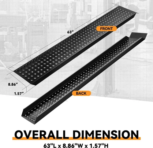 Vista 6 de Auto Dynasty Rampas de carga de acero resistentes de 63" x 9", capacidad de 880 LBS para motocicletas, remolques, rampas de acero para camionetas