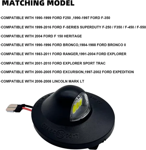 Vista 7 de Luz de matrícula, lámpara LED de repuesto para Ford F150 F250 F350 F450 F550 montaje de luz de matrícula Super Duty Ranger Explorer Bronco Excursion