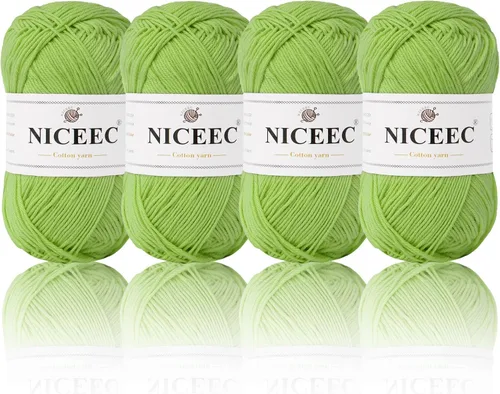 Vista 7 de NICEEC 4 madejas de hilo de algodón suave para bebé, 4 capas, manualidades DIY, peso fingering, hilo para manta para ganchillo y tejido, total 700