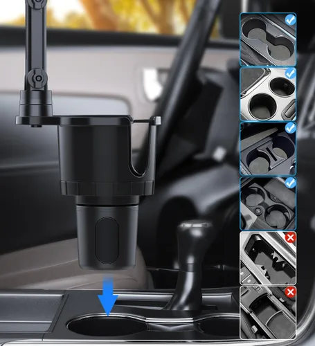 Vista 9 de Portavasos para teléfono y tableta, 2 en 1, iPad con brazo extensible ajustable para teléfono de 4.7 a 10 pulgadas, soporte para tableta compatible