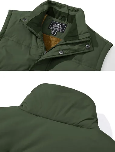 Vista 6 de MAGCOMSEN Chaleco de invierno para hombre, ropa de abrigo con forro polar, chaleco cálido sin mangas