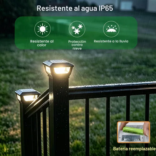 Vista 4 de Luces solares para postes de metal de 3 x 3 pulgadas, vinilo y madera de 4 Armazón negra