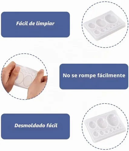 Vista 3 de Craftdady Molde de silicona con gemas de cabujón de 10 cavidades, molde de fundición de resina ovalada para resina epoxi UV, bricolaje