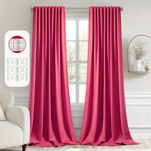 Vista 96 de MIULEE Cortinas opacas con pestaña trasera de 63 pulgadas de largo, juego de 2 paneles para sala de estar, dormitorio, privacidad, bolsillo