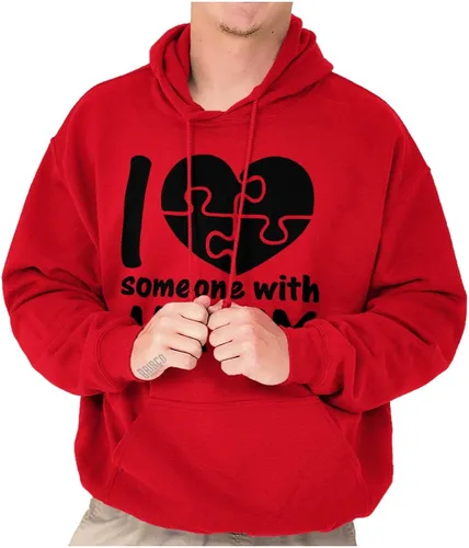 Vista 9 de Brisco Brands I Love Someone with Autism Puzzle Sudadera con capucha para mujeres y hombres Negro
