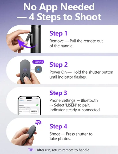 Vista 8 de LISEN [0.01s-abierto] Trípode de teléfono para iPhone, trípode para selfie stick de 67 pulgadas con control remoto, soporte de trípode extensible