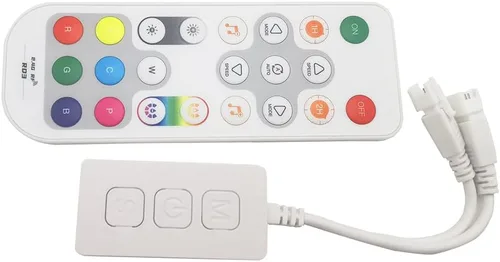 Vista 3 de SP548E SPI RGB LED Controlador WiFi Bluetooth 5V 12V 24V WS2811 WS2812B RGB LED Tira de luz 0.08 oz RF Control Funciona Dual Salida Alexa Smart