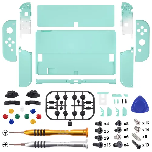 Vista 19 de eXtremeRate DIY Full Set Shell Buttons for Nintendo Switch OLED, Soft Touch Replacement Console Back Plate & Kickstand, Custom Case Housing for