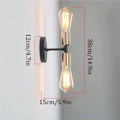 Vista 2 de Retro Metal Wall Lamp Warm Light 3000K Source Double-Headed Sconce Lantern Wall-Mounted Lamps for Balcony Porch Stair Study Indoor Decorative