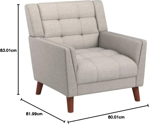 Vista 9 de Christopher Knight Home - 305538 Evelyn Mid Century - Sillón de tela moderno, color beige, nogal (305538).