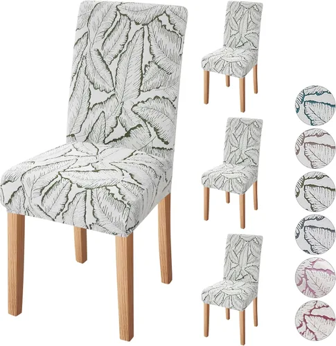 Vista 37 de Fuloon Paquete de 4 Fundas Protectoras para Asientos de Sillas de Comedor Super Ajustadas Elásticas Extraíbles Lavables Cortas para Hotel, Comedor
