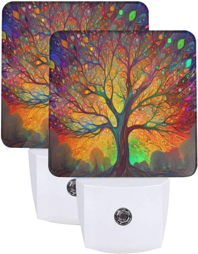 Vista 10 de Ouqiuwa Juego de 2 luces nocturnas enchufables para Navidad, rojo, invierno, feliz año nuevo, LED, sensor de movimiento, lámpara para dormitorio