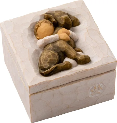 Vista 9 de Willow Tree True, Truly a Friend, Caja para joyas y tesoros con tallado en bajorrelieve de niña con cachorro, caja de recuerdo esculpida pintada a