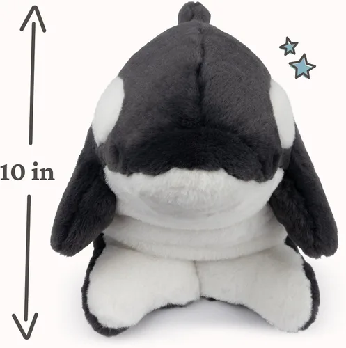 Vista 4 de GUND Flynn Orca Ballena de peluche, animal de peluche prémium de ballena para edades de 1 año en adelante, negro/blanco, 10 pulgadas