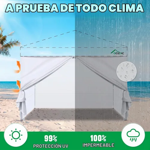 Vista 3 de Acepic Paredes laterales de carpa instantánea para toldo emergente de 10x10, 210D impermeable, 4 paredes laterales con puertas, blanco