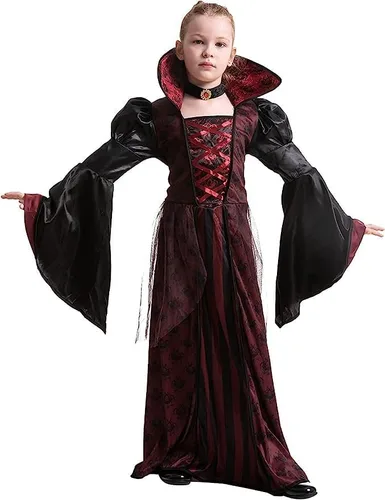 Vista 6 de Spooktacular Creations Disfraz de vampiro para niña, disfraz de vampiro aterrador para Halloween