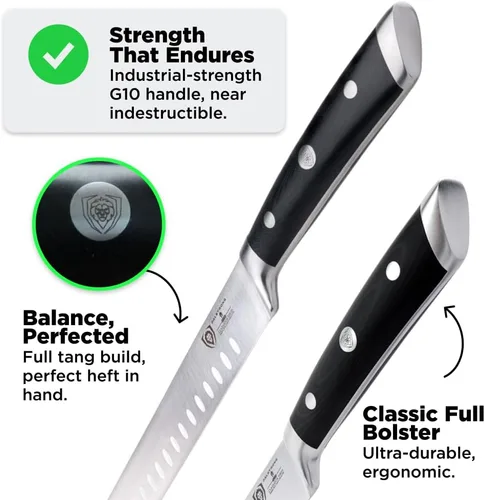 Vista 5 de Dalstrong Juego de 2 piezas – Cuchillo de rebanar de 12 pulgadas + cuchillo de deshuesar de 6 pulgadas – Gladiator Series ELITE – Acero alemán