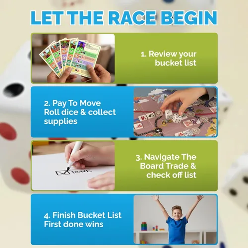 Vista 5 de Juego de Mesa de Estrategia Bucket Race – Juegos de Aventura Estratégica para Amigos y Familiares para Niños y Adultos – Juego de Grupo Competitivo