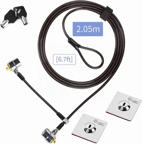 Vista 6 de Candado para laptop, cable de bloqueo de seguridad con llaves y placa de anclaje, bloqueo antirrobo para electrónica de negocios, monitores