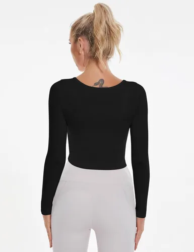 Vista 2 de DSPSAM Camisas básicas de manga larga para mujer, estilo casual, ajustadas, para salir, moda de otoño para mujer