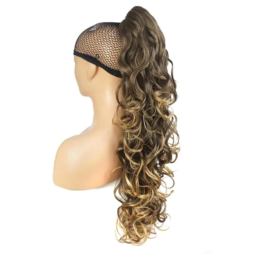 Vista 24 de Lydell 30" largo rizado peinado clip en garra cola de caballo extensión pelo sintético postizo 9.88 oz con un clip de mandíbula/garra (negro)