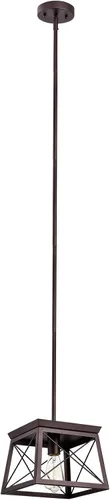 Vista 5 de Lámpara colgante de 1 lámpara colgante de techo para casa de campo, interior, cocina, isla, comedor, sala de estar, bar, bronce aceitado