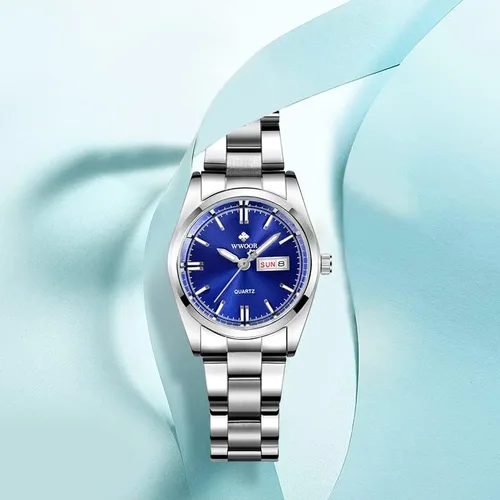 Vista 3 de Gosasa Reloj analógico de cuarzo para mujer, correa de acero inoxidable, color plateado, Reloj analógico