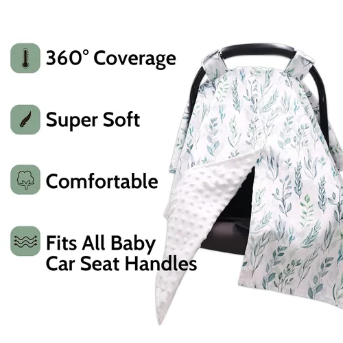 Vista 3 de Fundas de asiento de coche para bebés y fundas de almohada de lactancia, hoja verde