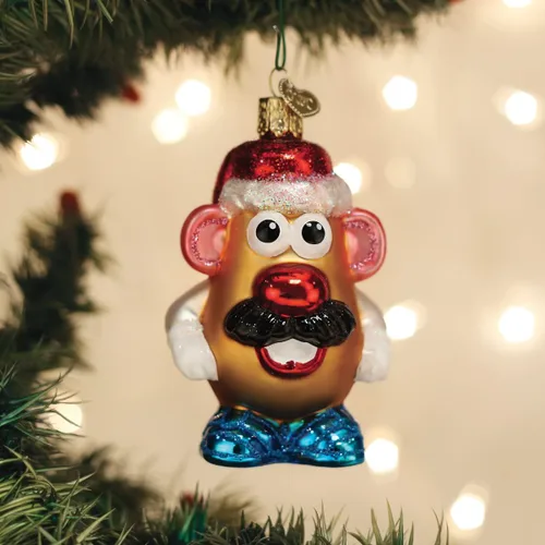 Vista 5 de Old World Christmas Mr. Potato Head - Adorno soplado de cristal para árbol de Navidad, decoración navideña hecha a mano, juguete para niños