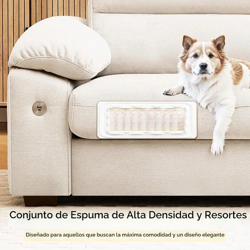 Vista 4 de Ihanherry Sofá moderno de 90 pulgadas para sala de estar, sofá de felpilla de asiento profundo con puerto de carga rápida y cojines lavables Verde