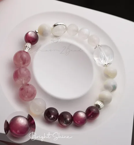 Vista 209 de Precious Gemstone Natural Crystal Healing Bracelet, Rutilated Quartz, Moonstone, Quartz Handmade Original Design Bracelet
