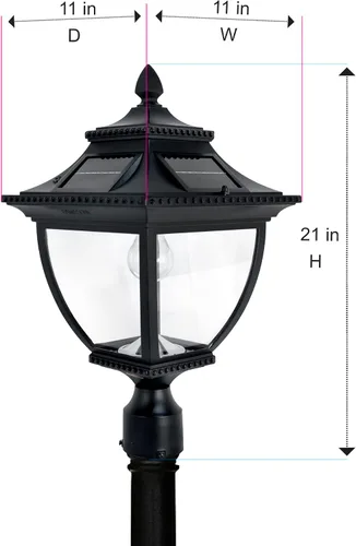 Vista 8 de Gama Sonic Pagoda - Luz solar para exteriores, diseño de estilo asiático, aluminio negro con vidrio, luz blanca cálida 2700K 104B001