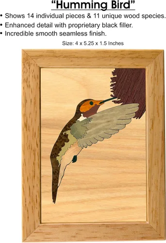 Vista 2 de Caja de regalo de madera de colibrí y joyeros Hecho a mano en Estados Unidos Calidad inigualable Único, no hay dos iguales Obra original de arte